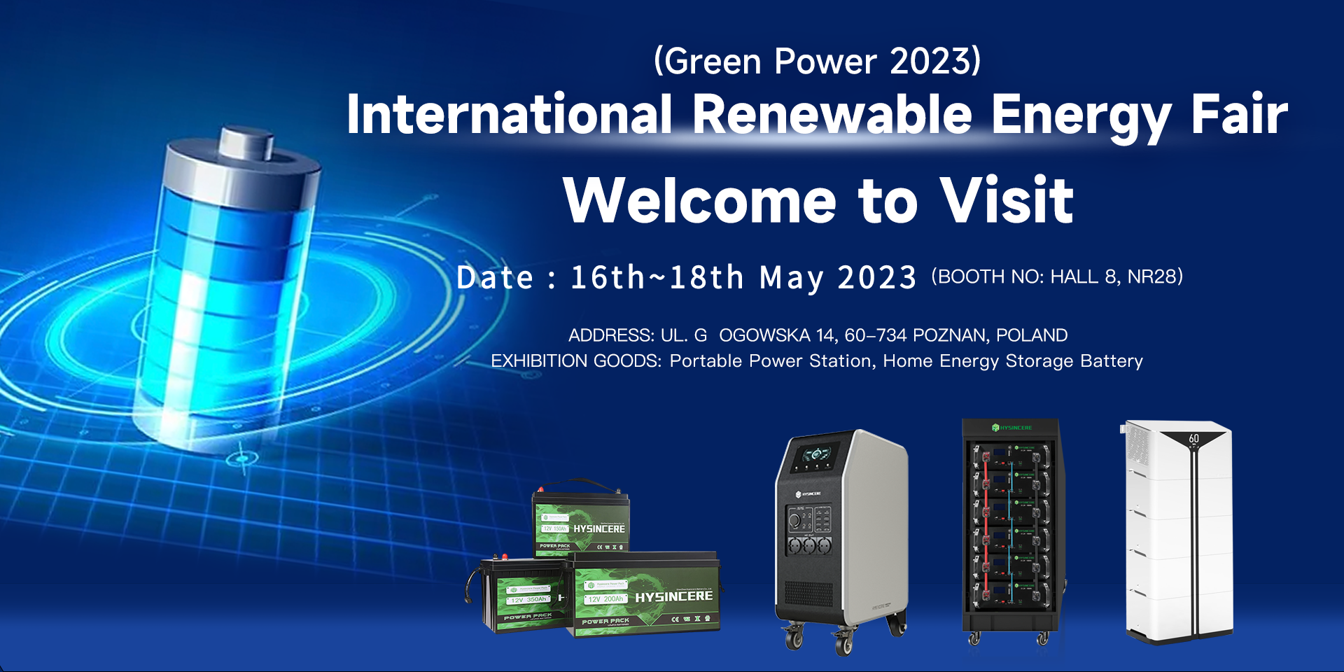 Hysincere Battery 2023 Poland (Poznan) International Renewable Energy Fair